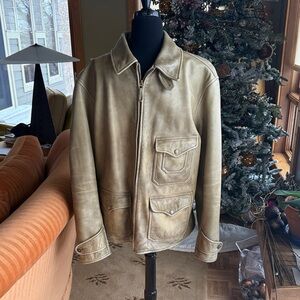 Ralph Lauren Tan Vintage Leather Military Jacket